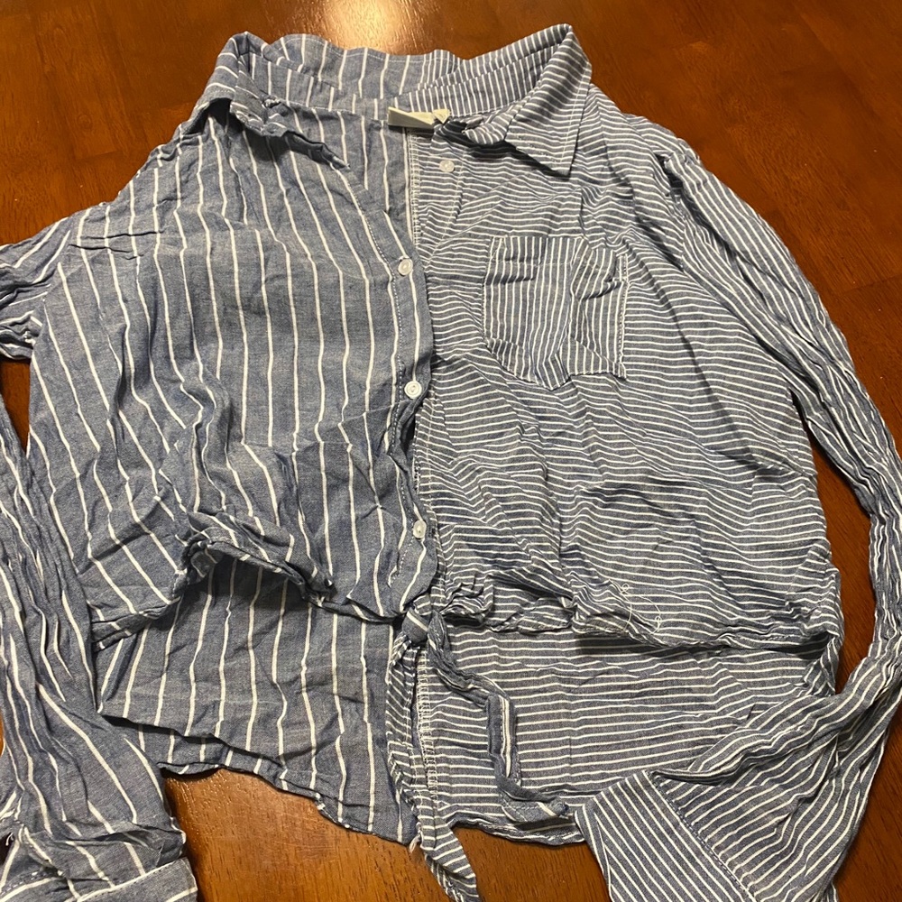 Button Down Stripe Top Size L